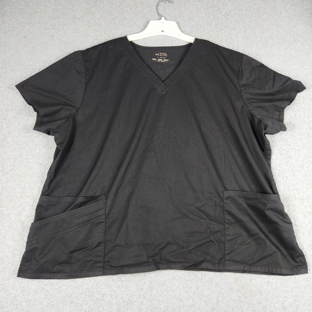 Cherokee Luxe Scrub Top Womens 3XL Black Stretch Medical Uniform Workwear Shirt